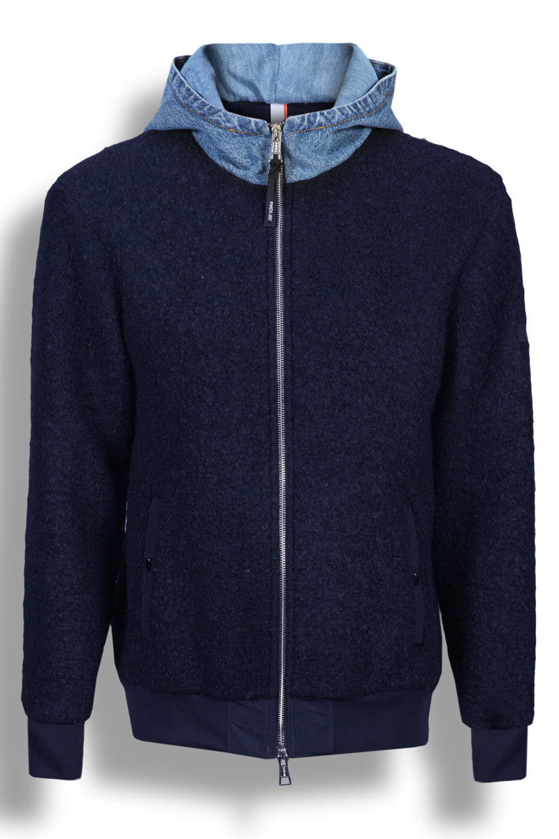 Felpa in Lana con Cappuccio Full Zip ANGEL DENIM T.747 F26SW738